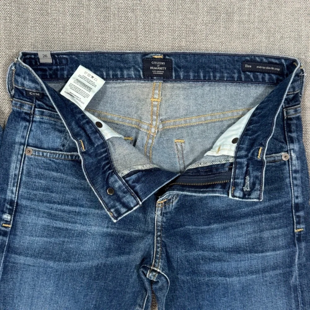 Citizens of Humanity Elsa Mid Rise Slim Fit Crop Jeans Women Size 26 Medium Wash